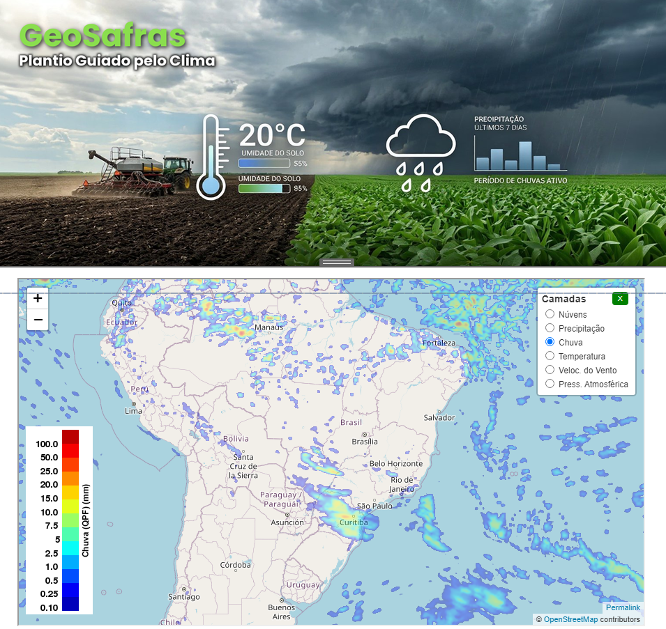 Mapa de chuva em tempo real GeoSafras